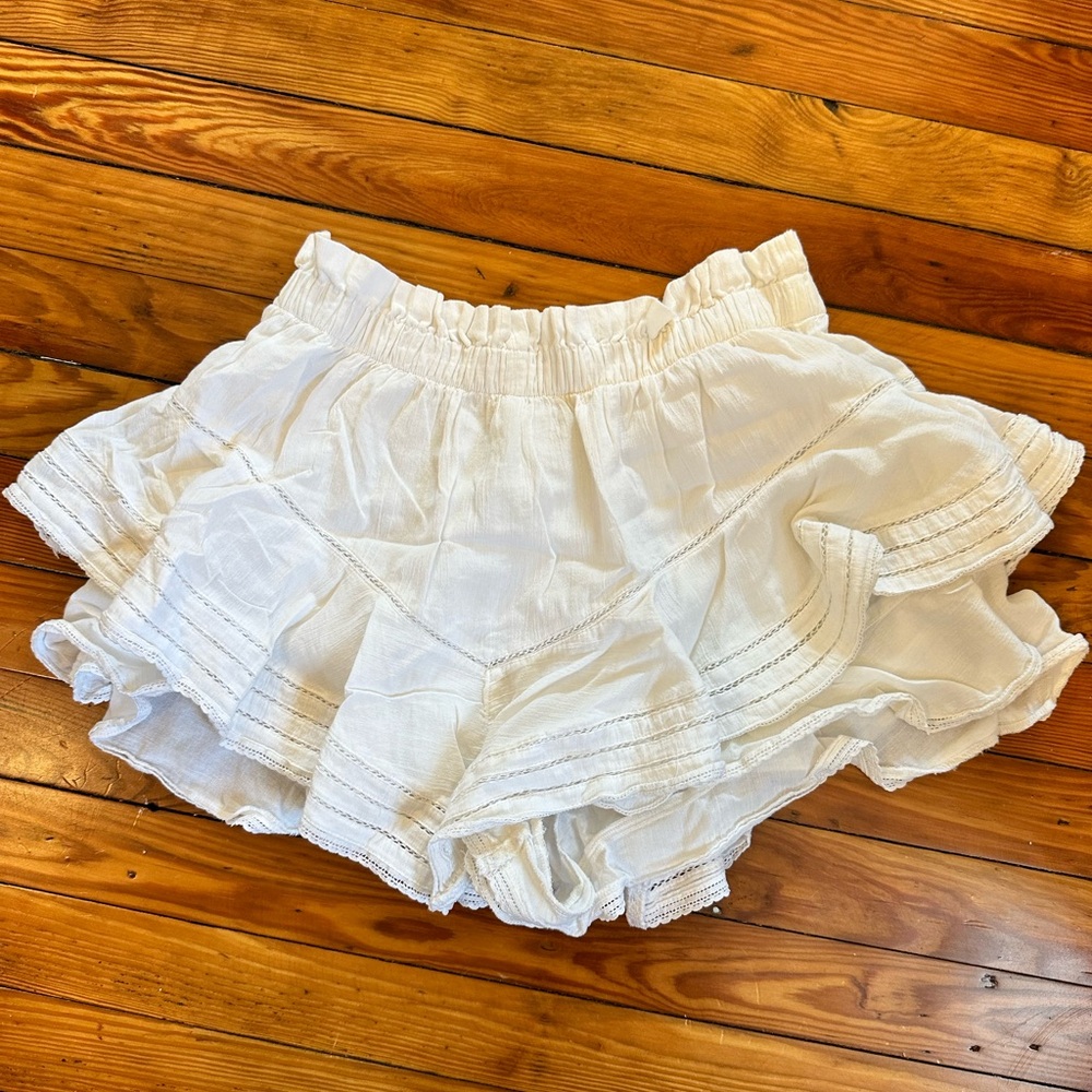 Aerie Skirt, White Mini Ruffle Skort, Size S Petite